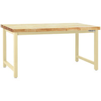 BenchPro Kennedy Series 24" x 72" Butcherblock Wood Top Adjustable Workbench with Beige Frame KW2472