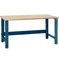 BenchPro Roosevelt Series Maple Butcher Block Top Adjustable Workbench with Dark Blue Frame