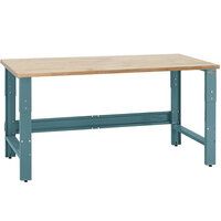 BenchPro Roosevelt Series Maple Butcher Block Top Adjustable Workbench with Light Blue Frame