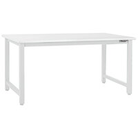 BenchPro Kennedy Series 30" x 48" Laminate Top Adjustable Workbench with White Frame and Round Front Edge KF3048