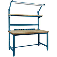 BenchPro Kennedy Series 30" x 72" Butcherblock Wood Top Adjustable Workbench Set with Dark Blue Frame KWC-6