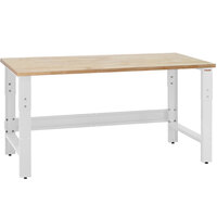 BenchPro Roosevelt Series 30" x 60" Maple Butcher Block Top Adjustable Workbench with White Frame RW3060
