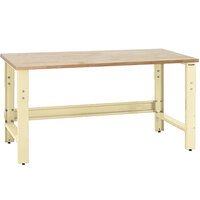 BenchPro Roosevelt Series Maple Butcher Block Top Adjustable Workbench with Beige Frame