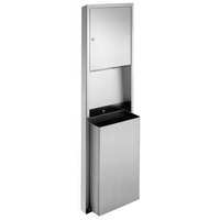 American Specialties, Inc. Traditional 10-0469-9 Stainless Steel Surface-Mounted Paper Towel Dispenser / Waste Receptacle