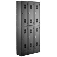 Regency Space Solutions Black 36" x 12" x 78" 3 Wide, 2 Tier Locker - Unassembled