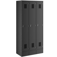 Regency Space Solutions Black 36" x 18" x 78" 3 Wide, 1 Tier Locker - Unassembled