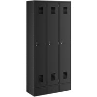 Regency Space Solutions Black 36" x 15" x 78" 3 Wide, 1 Tier Locker - Unassembled