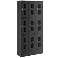 Regency Space Solutions Black 36" x 12" x 78" 3 Wide, 3 Tier Locker - Unassembled