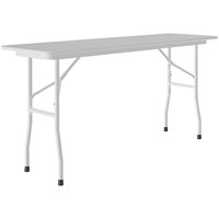 Correll 18" x 60" Gray Granite Thermal-Fused Laminate Top Folding Table with Gray Frame