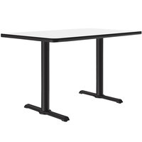 Correll 30" x 48" Rectangular White Finish Standard Height High-Pressure Dry Erase Board Top Cafe / Breakroom Table with Two T Bases