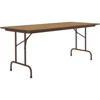 Correll 30" x 96" Medium Oak Thermal-Fused Laminate Top Folding Table with Brown Frame