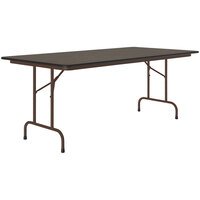 Correll 36" x 72" Walnut Thermal-Fused Laminate Top Folding Table with Brown Frame