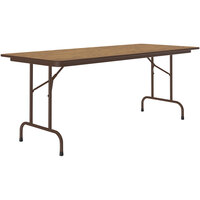 Correll 30" x 60" Medium Oak Thermal-Fused Laminate Top Folding Table with Brown Frame