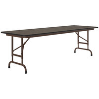 Correll 24" x 60" Walnut 22" - 32" Adjustable Height Thermal-Fused Laminate Top Folding Table with Brown Frame