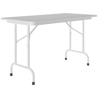 Correll 24" x 48" Gray Granite Thermal-Fused Laminate Top Folding Table with Gray Frame