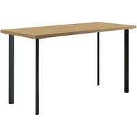 HON Coze 54" x 24" Natural Recon / Black Laminate Desk