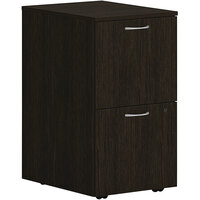 HON Mod 15" x 20" x 28" Java Oak Mobile Pedestal with 2 File Drawers