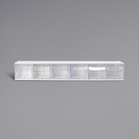 Deflecto 23 5/6" x 3 5/6" x 4 1/2" White Interlocking 6 Tilt-Bin Organizer