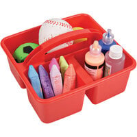 Deflecto 9 3/8" x 9 3/8" x 5 5/16" Red Antimicrobial Kids Storage Caddy