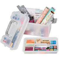 Deflecto 10 1/4" x 15 1/2" x 7 13/16" Clear Multi-Compartment Storage Box