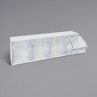 Deflecto 23 5/6" x 6 5/8" x 8 13/16" White Interlocking 4 Tilt-Bin Organizer