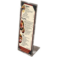 Menu Solutions MTPIX-414 Alumitique Aluminum Menu Tent with Picture Corners - Swirl Finish - 4 1/4" x 14"