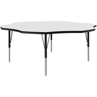 Correll 60" Flower White 19"-29" Adjustable Height High-Pressure Dry Erase Board Top Activity Table with Black Legs and Black T-Mold
