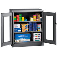 Tennsco 18" x 36" x 42" Dark Gray Deluxe Storage Cabinet with C-Thru Doors - Unassembled CVD1842-MGY