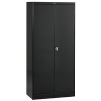 Tennsco 18" x 36" x 78" Black Deluxe Storage Cabinet with Solid Doors and Recessed Handles - Assembled 7818RH-BLK