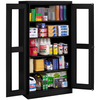 Tennsco 18" x 36" x 72" Black Standard Storage Cabinet with C-Thru Doors