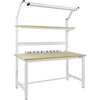 BenchPro Kennedy Series 30" x 72" Particleboard Top Adjustable Workbench Set with White Frame KPBC-6