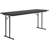 Correll 24" x 96" Black Granite Thermal-Fused Laminate Top Folding Seminar Table with Off-Set Legs