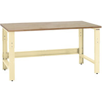 BenchPro Roosevelt Series Maple Oiled Butcher Block Top Adjustable Workbench with Beige Frame