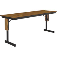 Correll 24" x 72" Medium Oak Thermal-Fused Laminate Top Folding Seminar Table with Panel Legs