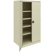 Tennsco 24" x 36" x 72" Putty Standard Storage Cabinet with Solid Doors and Recessed Handles - Unassembled 1480RH-CPY