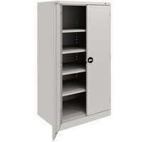 Tennsco 24" x 36" x 72" Light Gray Standard Storage Cabinet with Solid Doors and Recessed Handles - Unassembled 1480RH-LGY