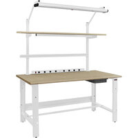 BenchPro Roosevelt Series 30" x 72" Particle Board Top Adjustable Workbench with White Light Frame / Base Frame and Round Front Edge RPBC-4