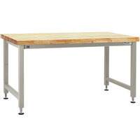 BenchPro Adams Series 36" x 72" Butcherblock Wood Top Adjustable Hydraulic Workbench with Gray Frame AEWS3672