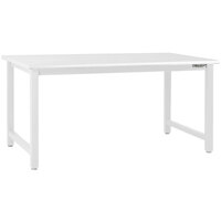 BenchPro Kennedy Series 24" x 96" Laminate Top Adjustable Workbench with White Frame and Round Front Edge KF2496