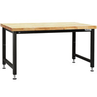 BenchPro Adams Series 36" x 72" Butcherblock Wood Top Adjustable Hydraulic Workbench with Black Frame AEWS3672