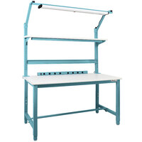 BenchPro Kennedy Series 30" x 72" ESD LisStat Laminate Top Adjustable Workbench Set with Light Blue Frame and Round Front Edge KDC-6