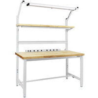BenchPro Kennedy Series 30" x 72" Butcherblock Wood Top Adjustable Workbench Set with White Frame KWC-6