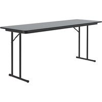 Correll 24" x 60" Gray Granite Thermal-Fused Laminate Top Folding Seminar Table with Off-Set Legs