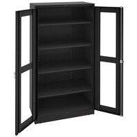 Tennsco 18" x 36" x 78" Black Deluxe Storage Cabinet with C-Thru Doors