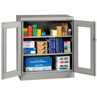 Tennsco 18" x 36" x 42" Light Gray Deluxe Storage Cabinet with C-Thru Doors - Unassembled CVD1842-LGY