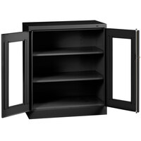 Tennsco 18" x 36" x 42" Black Standard Storage Cabinet with C-Thru Doors