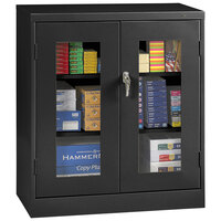 Tennsco 24" x 36" x 42" Black Standard Storage Cabinet with C-Thru Doors - Assembled CVD4224-BLK