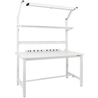 BenchPro Kennedy Series 30" x 72" Laminate Top Adjustable Workbench Set with White Frame and Round Front Edge KFC-6
