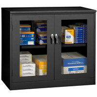 Tennsco 18" x 48" x 42" Black Jumbo Storage Cabinet with C-Thru Doors - Assembled CVDJ1842SU-BLK