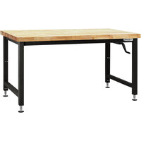 BenchPro Adams Series 36" x 72" Butcherblock Wood Top Adjustable Crank Workbench with Black Frame AMWS3672